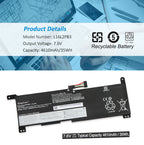 L19M2PF0 Replacement Laptop Battery for Lenovo, , rear view showing the smooth surface and structural design.