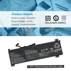 L20M3PC2 Replacement Laptop Battery for Lenovo, 3910mAh, rear view showing the smooth surface and structural design.