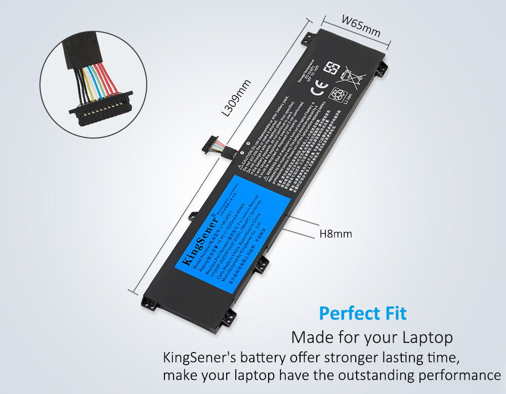 L19C4PC1 Replacement Laptop Battery for Lenovo, , perspective view of the battery casing and mounting tabs.