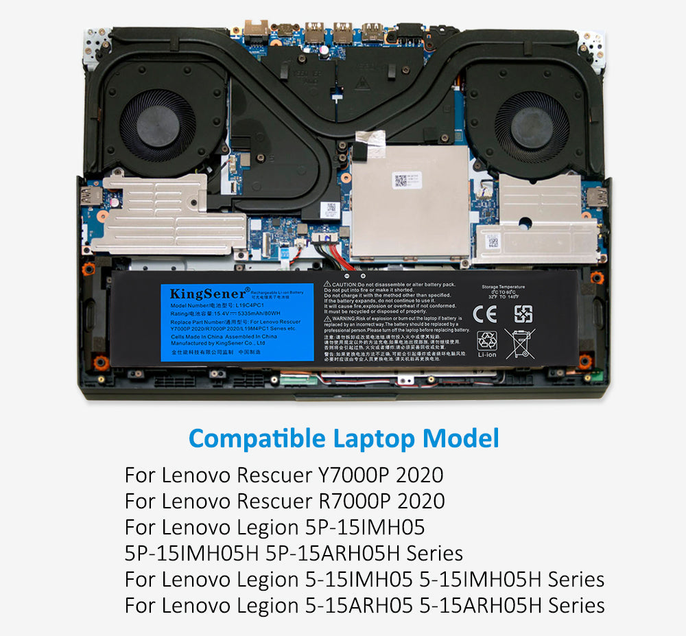 L19C4PC1 Replacement Laptop Battery for Lenovo, , side profile highlighting the slim form factor.