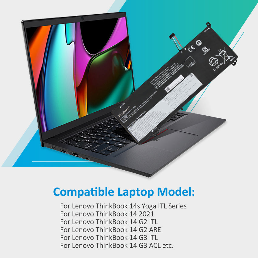 L19C4PDB Laptop Battery for Lenovo ThinkBook, 60Wh 3912mAh, showing internal unit and logos