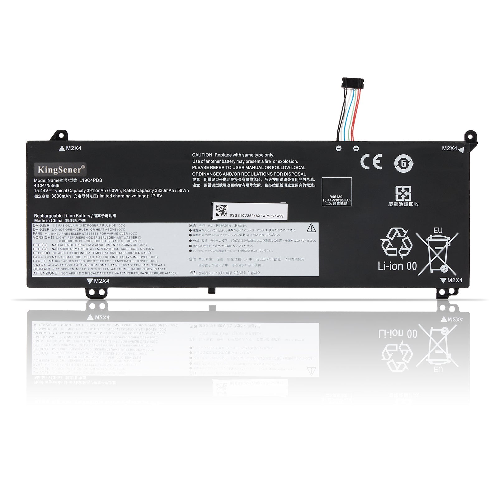 L19C4PDB Laptop Battery for Lenovo ThinkBook, 60Wh 3912mAh, showing internal unit and logos