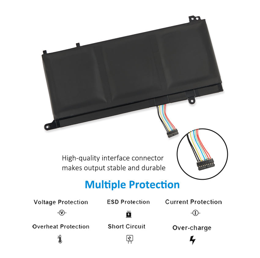 L19L3PDA Replacement Laptop Battery for Lenovo, 3907mAh, top view of the battery showing screw holes and safety labels.