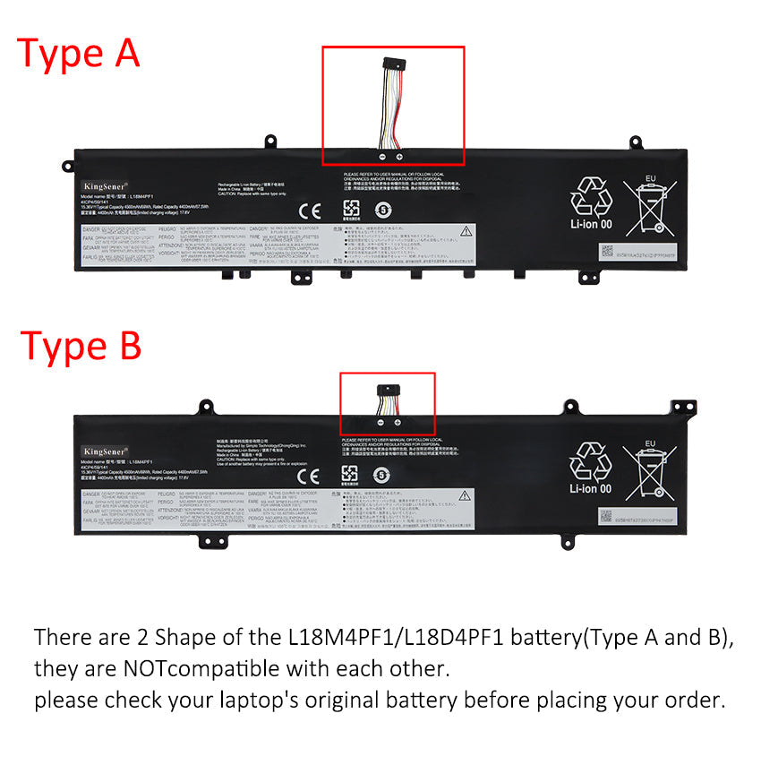 L18M4PF1 Laptop Battery for Lenovo Yoga, 69Wh 4500mAh, showing large internal unit and mounting tabs