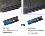 T410 rechargeable Li-ion battery for Lenovo ThinkPad, 94WH 8.4Ah, side view showing recessed multi-pin connector and mounting tabs.